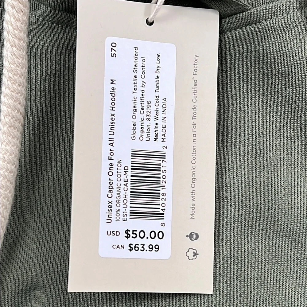 NEW PACT M 100% Organic Cotton Unisex One For All Pullover Caper Hoodie - Picture 4 of 12